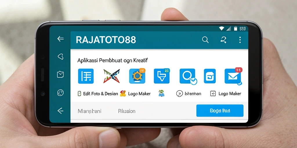 Screenshot RAJATOTO88 menampilkan antarmuka aplikasi Logo Maker yang intuitif.