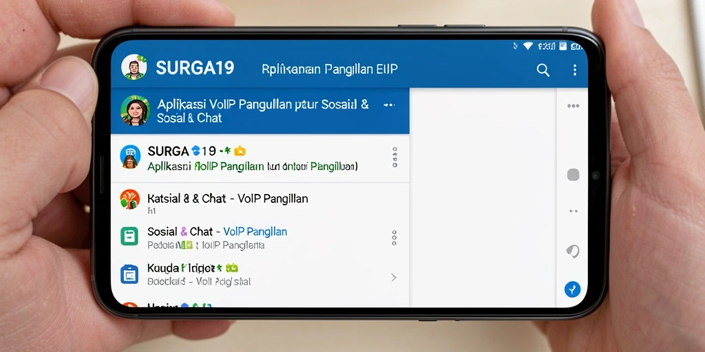 Tampilan antarmuka SURGA19 untuk panggilan VoIP yang ramah pengguna.