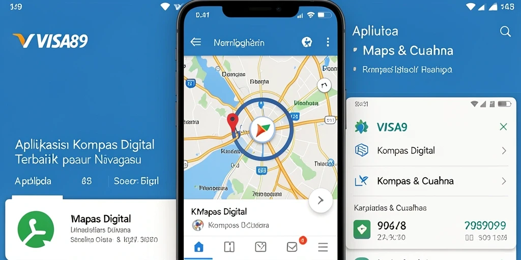 Tampilan antarmuka aplikasi Kompas Digital VISA89 yang menarik.