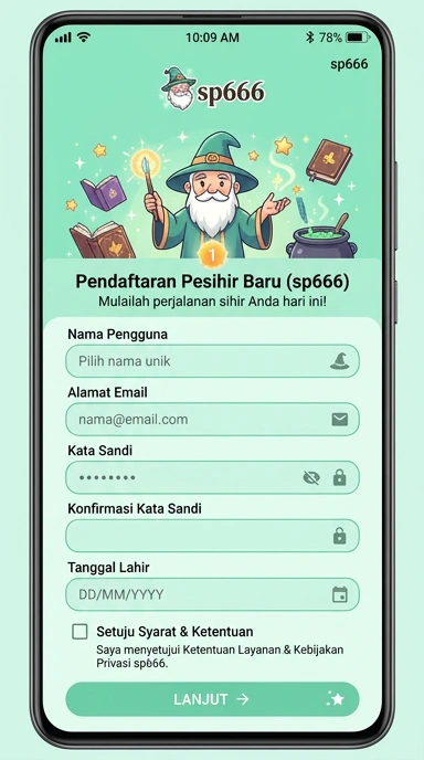 Tampilan halaman daftar sp666
